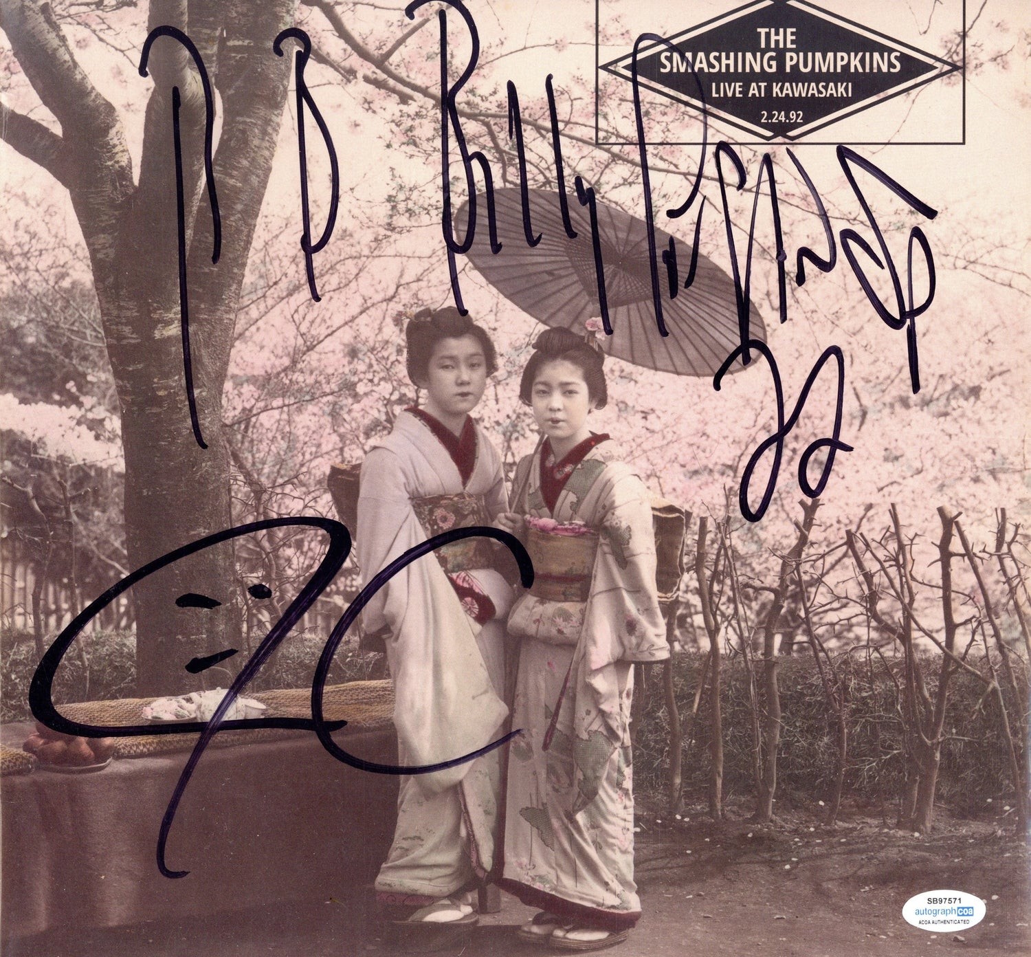 Smashing Pumpkins Autographed Live At Kawaski 2x LP Vinyl Record Album Billy Cor