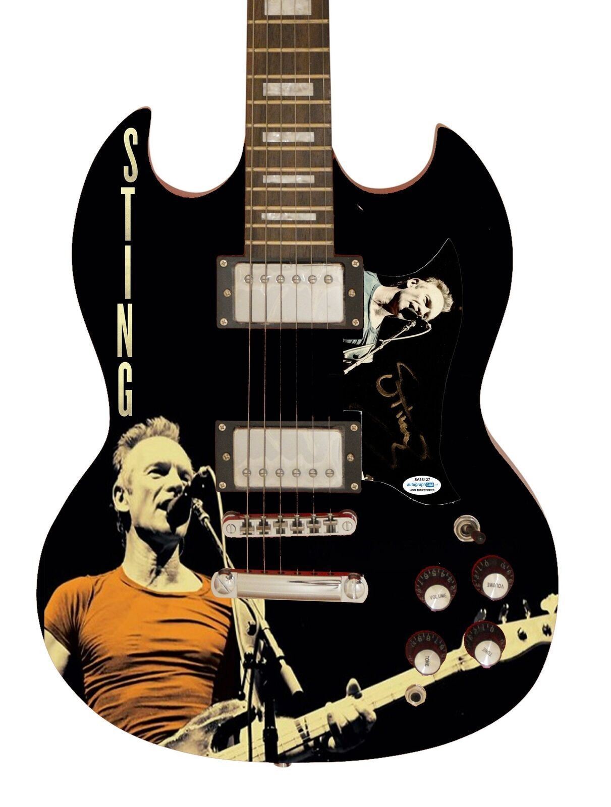Sting Signed Autographed Photo Graphics Guitar ACOA ACOA