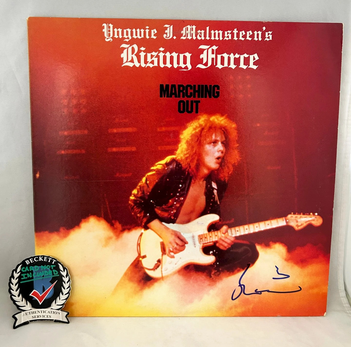 Yngwie Malmsteen Signed Vinyl LP Album Rising Force Marching Out Beckett BAS COA