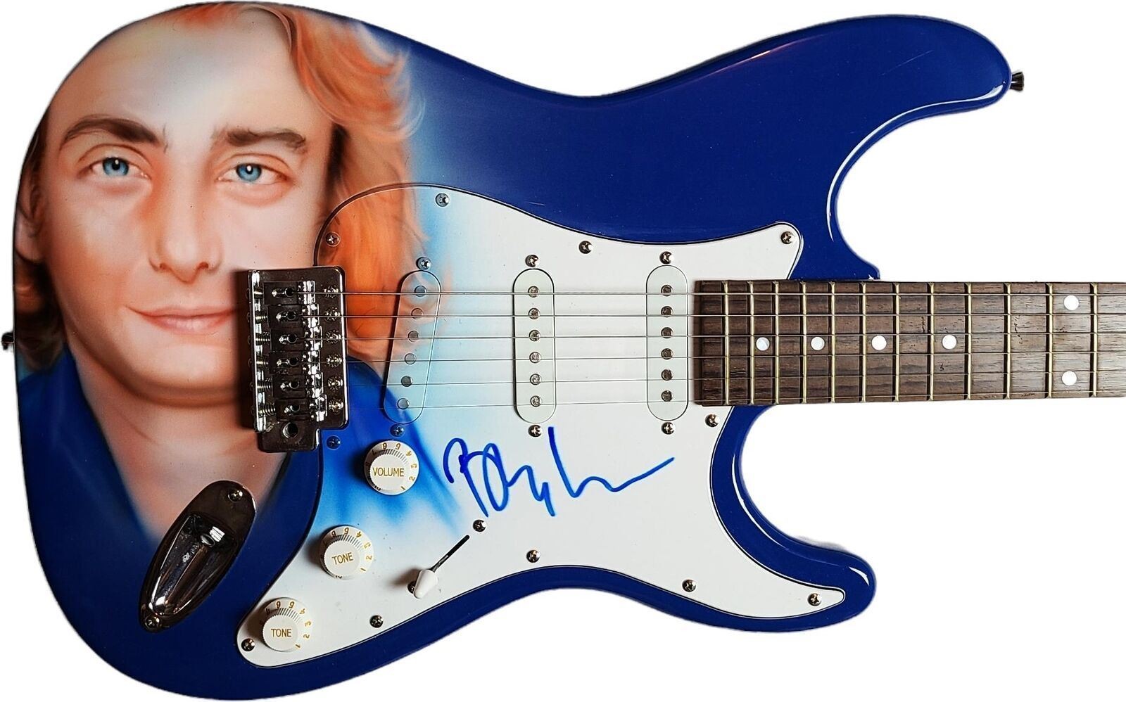 Barry Manilow Signed Autographed Hand Airbrushed Painting Guitar UACC AFTAL