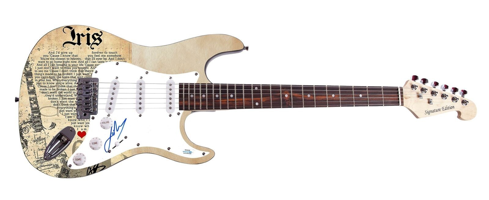 Goo Goo Dolls Johnny Rzeznik  Signed Custom Graphics Photo Guitar ACOA