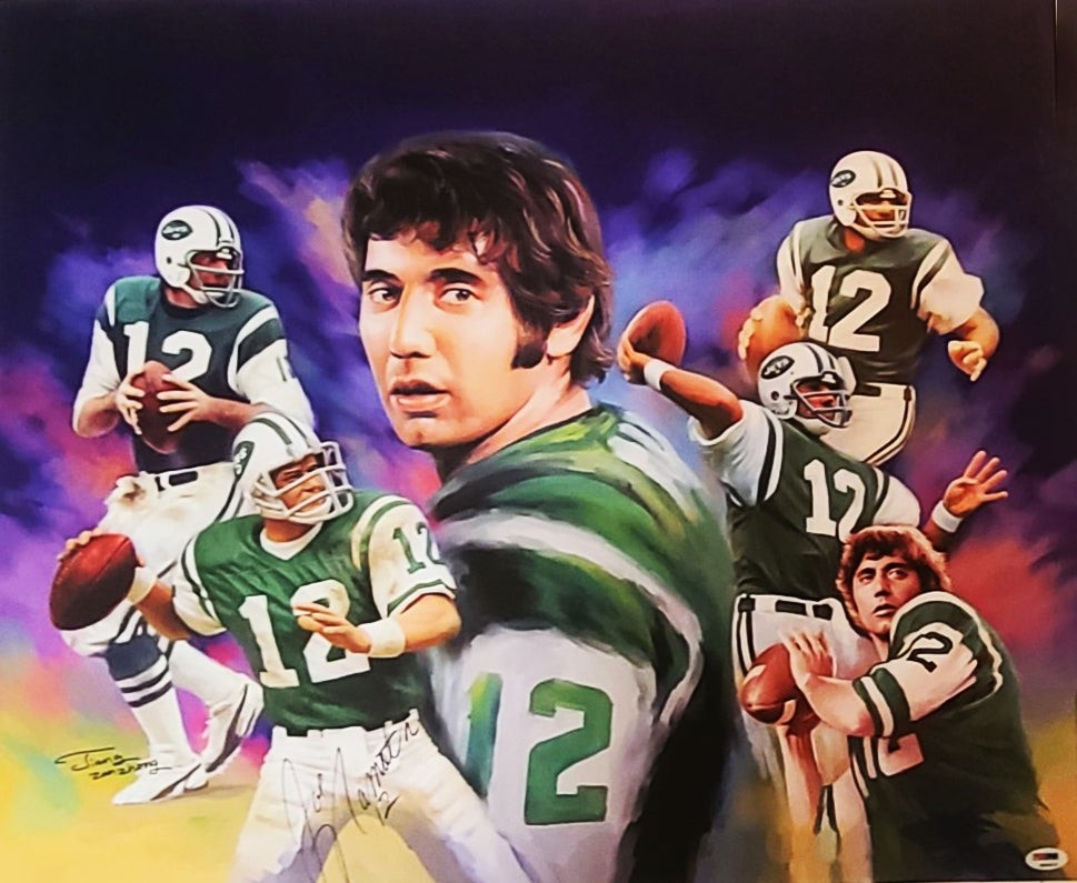 Joe Namath Signed NY Jets 22x26 Canvas Painting Print