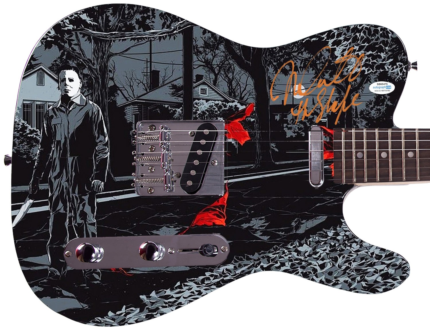 Nick Castle Signed Halloween Michael Myers Photo Guitar Exact Proof ACOA
