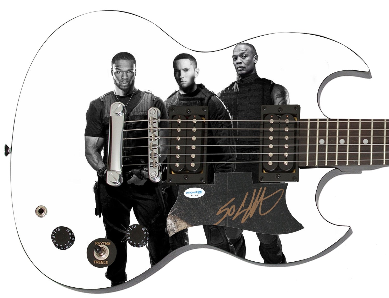 50 Cent Signed Autographed Custom 1/1 Graphics Guitar Eminem Dr. Dre