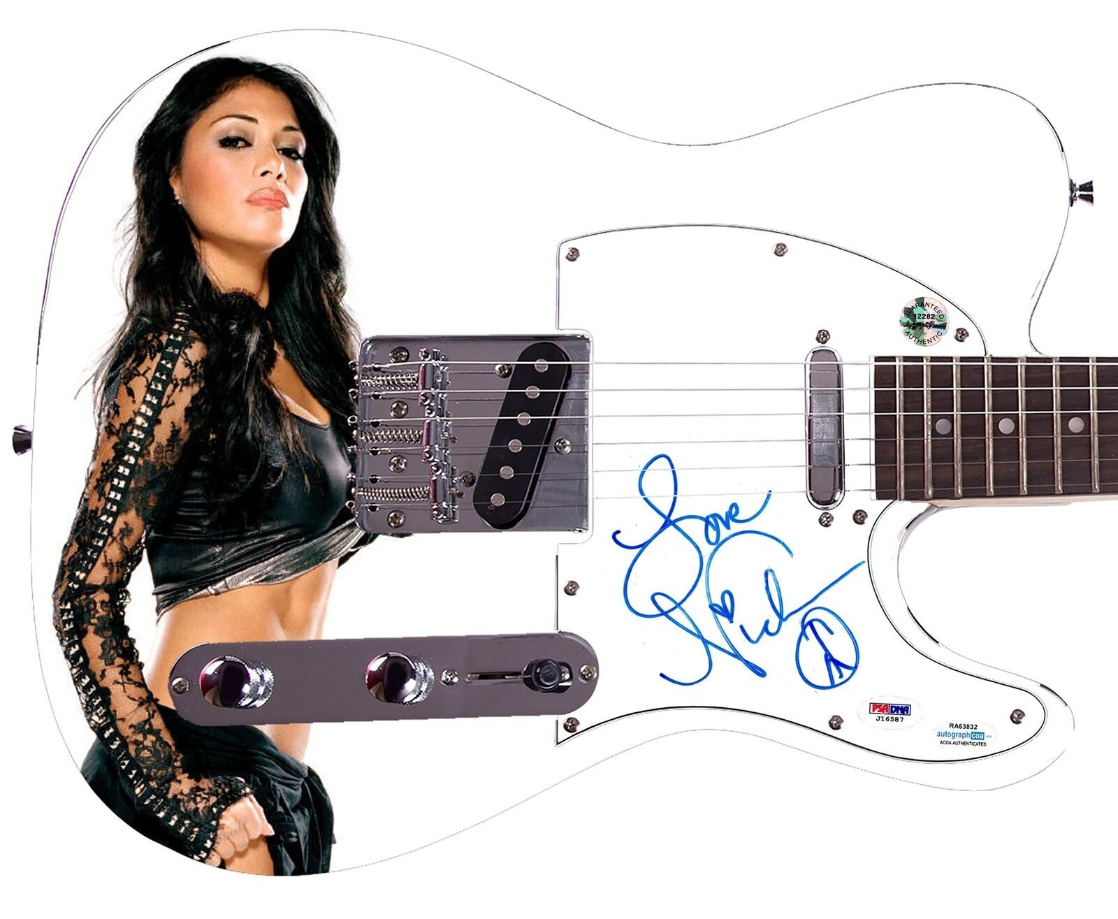 Nicole Scherzinger Signed Custom 1/1 Graphics Photo Guitar ACOA