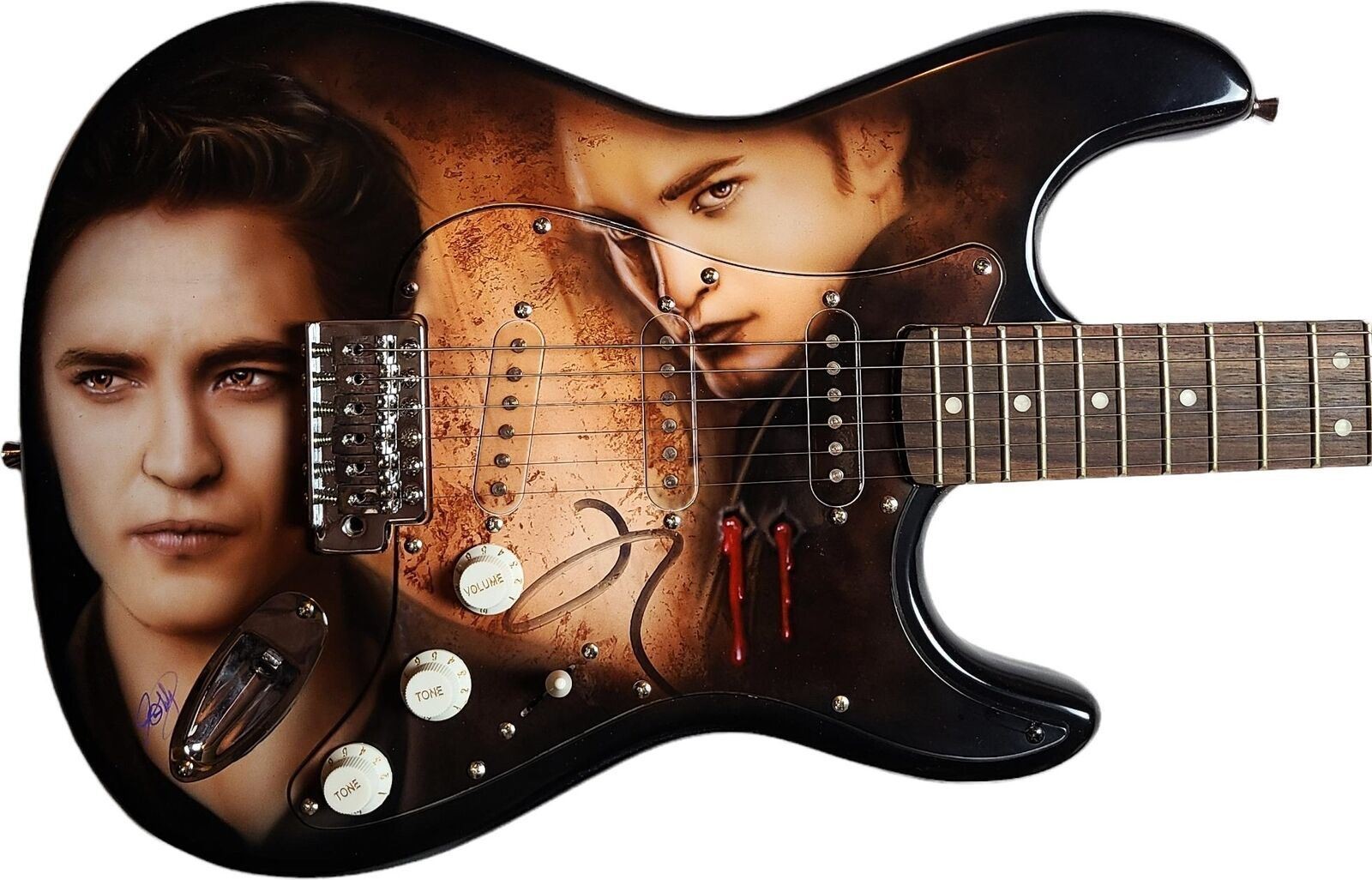 Robert Pattinson Signed Autographed Twilight Vampire Airbrushed Painting Guitar