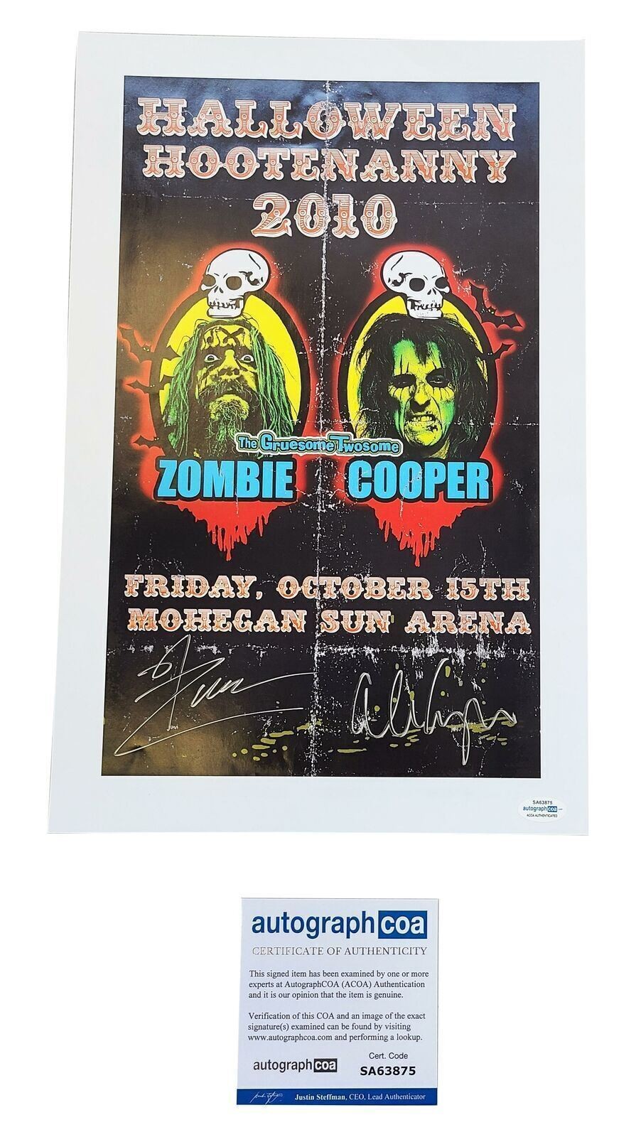 Rob Zombie Alice Cooper Signed Halloween 12x17 Poster Mohegan Sun ACOA