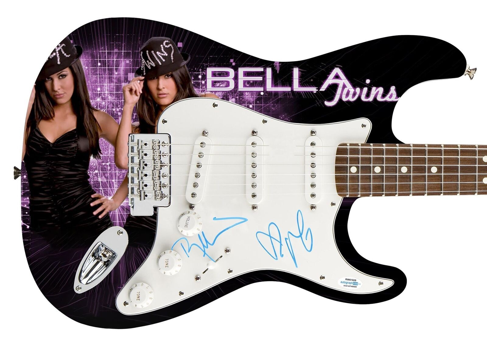 The Bella Twins Signed Autographed Photo Graphics Guitar ACOA Witness ITP