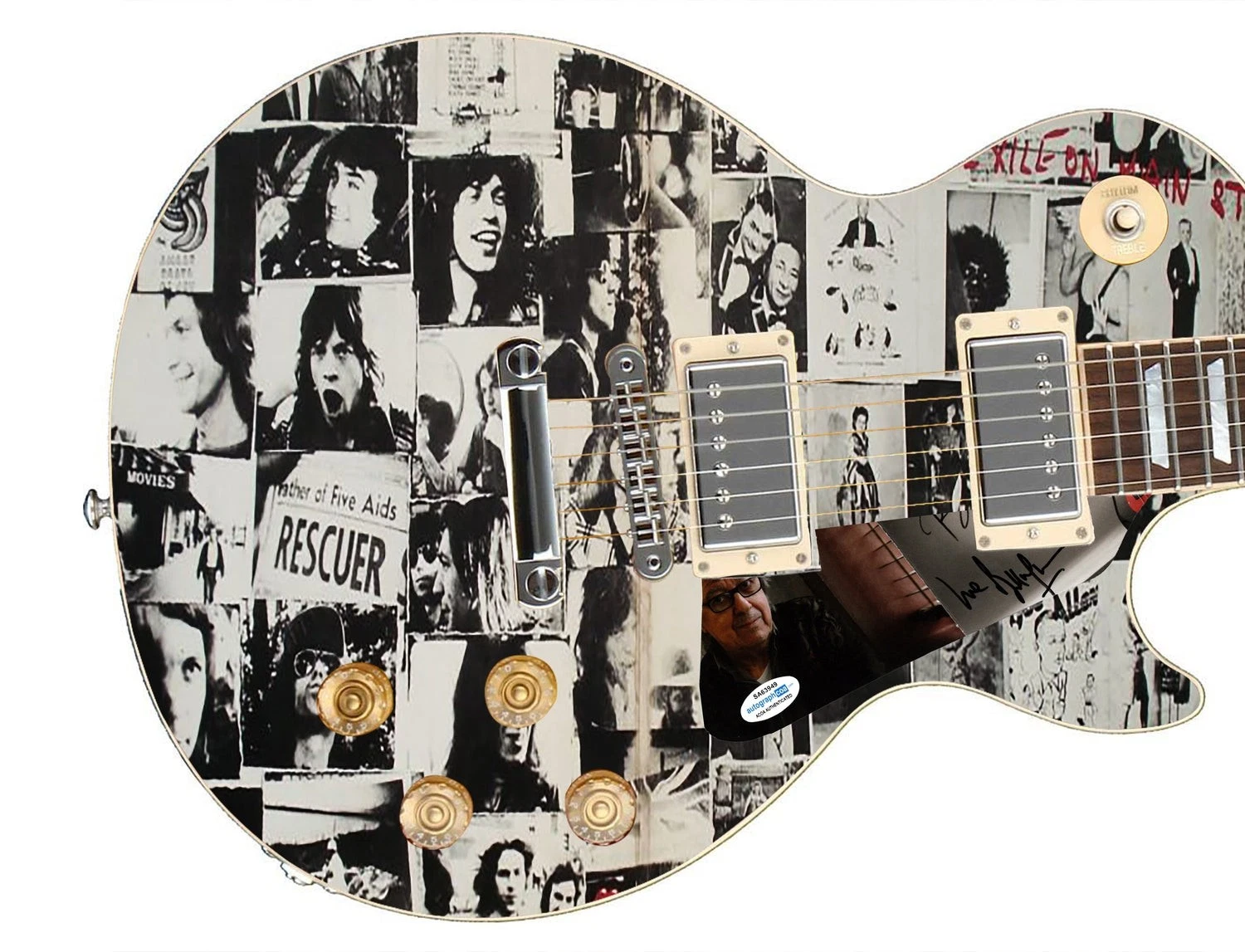 The Rolling Stones Bill Wyman Signed 1/1 Custom Graphics Guitar
