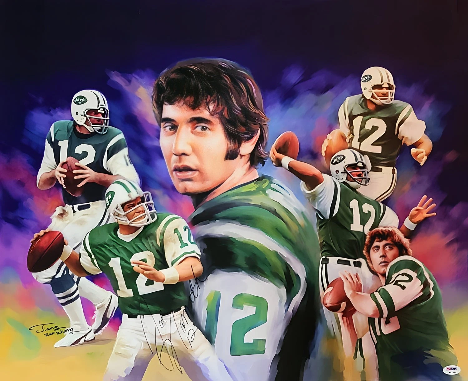 Joe Namath Signed NY Jets 22x26 Canvas Painting Print