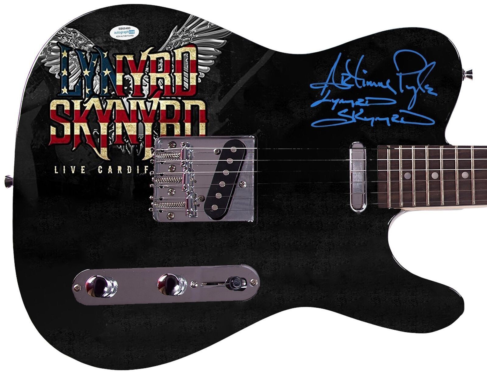 Lynyrd Skynyrd Artimus Pyle Signed Photo Graphics Guitar Exact Proof ACOA