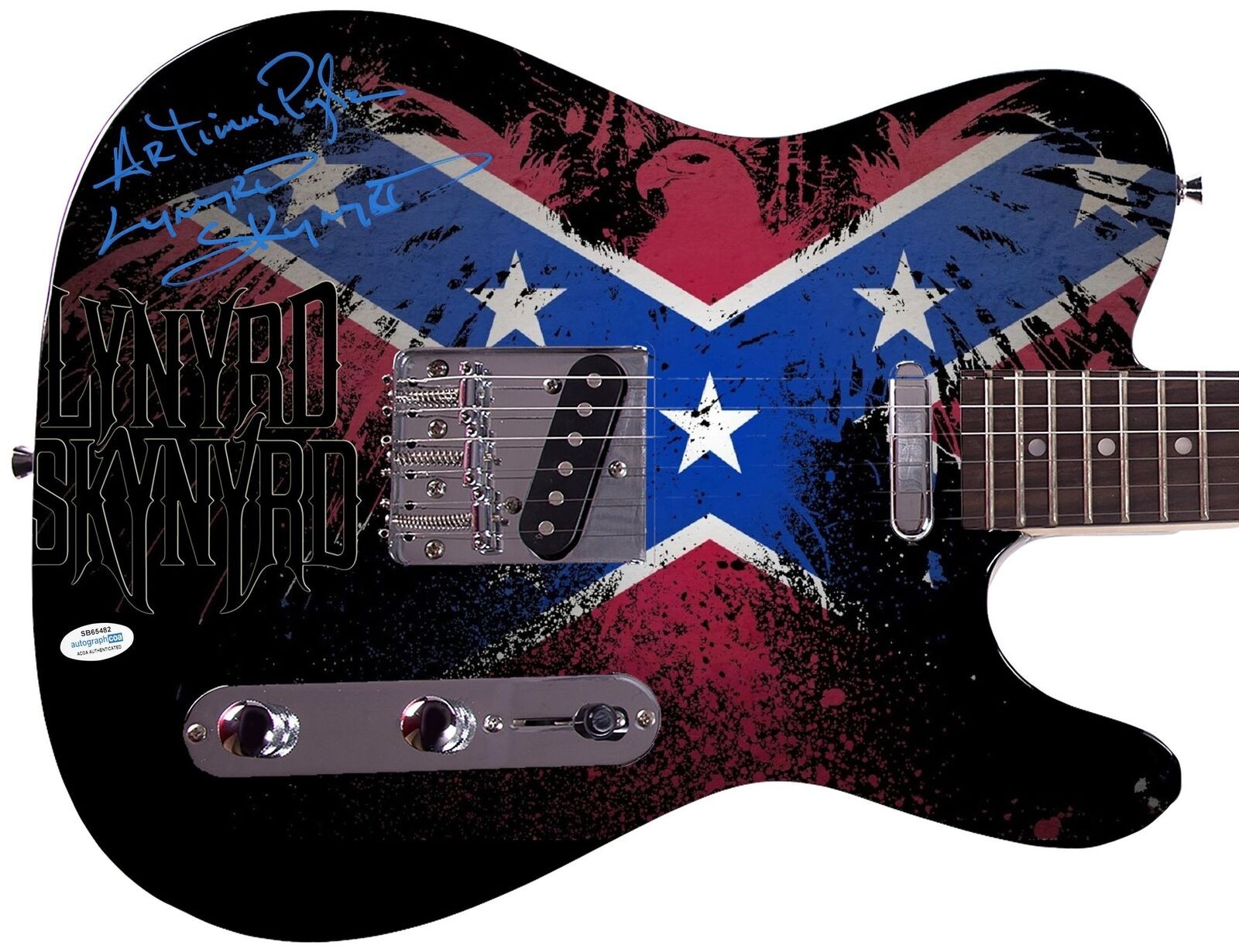 Lynyrd Skynyrd Artimus Pyle Signed Freebird Graphics Guitar Exact Proof