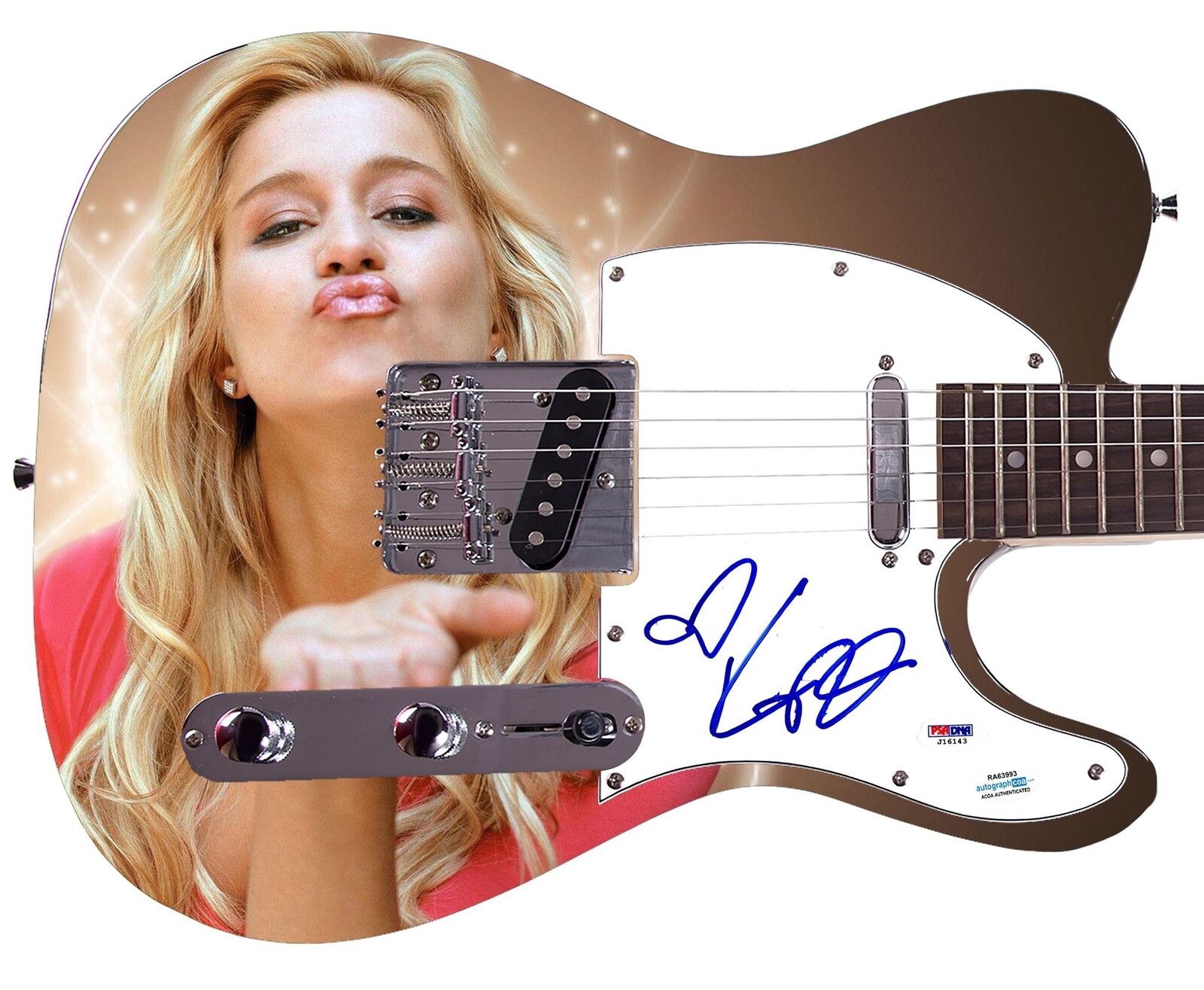 Kellie Pickler Signed Custom 1/1 Graphics Photo Guitar ACOA