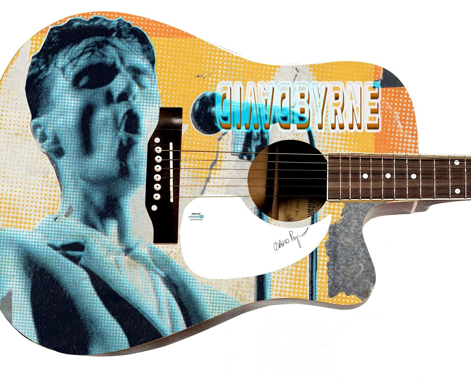 David Byrne of The Talking Heads Signed Custom Graphics 1/1 Guitar ACOA