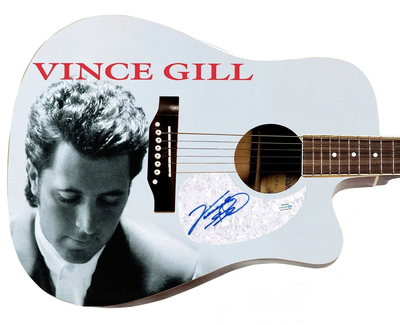 Vince Gill Signed Custom Graphics 1/1 Acoustic Guitar ACOA