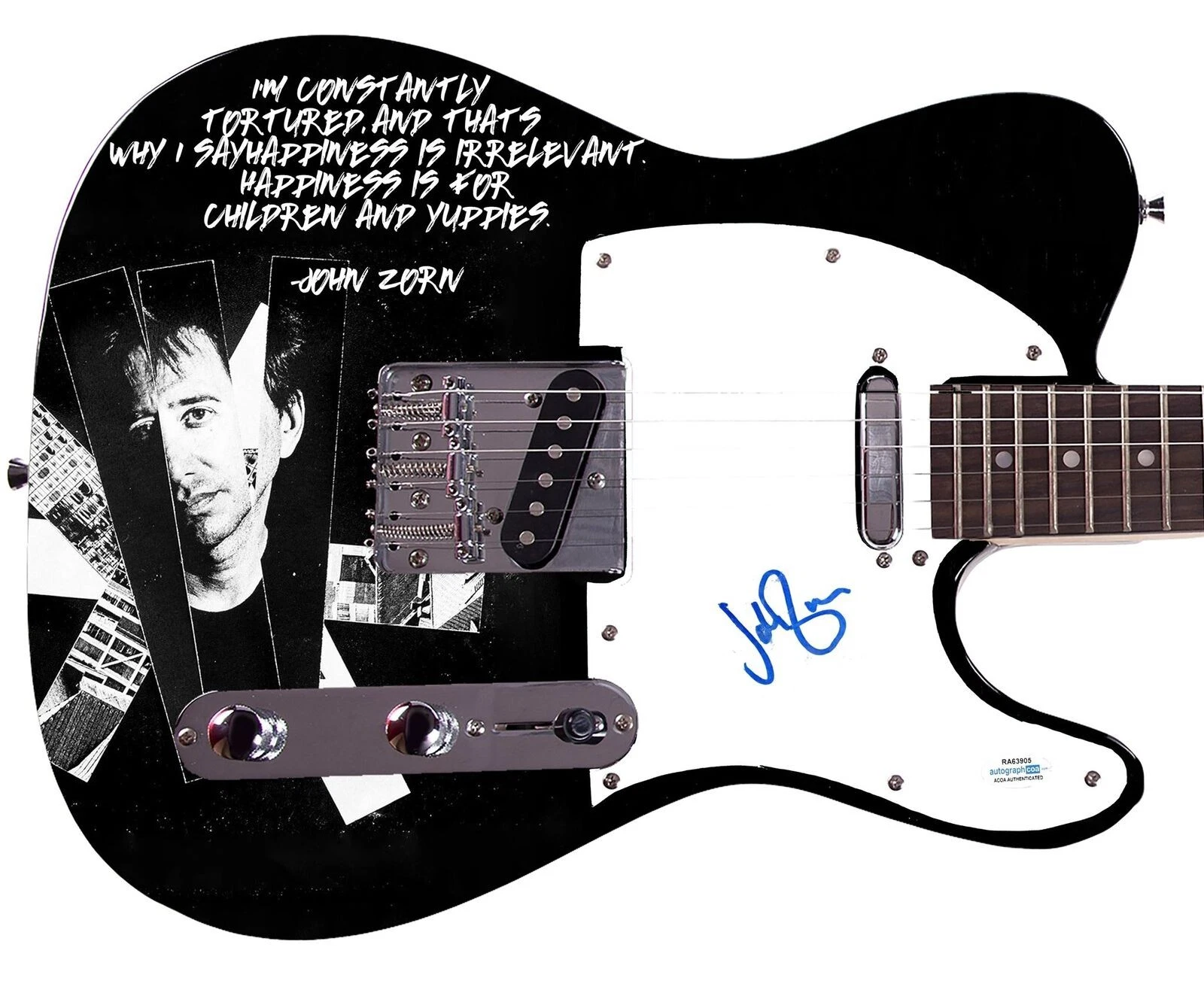 John Zorn Signed Custom Graphics Photo Guitar ACOA
