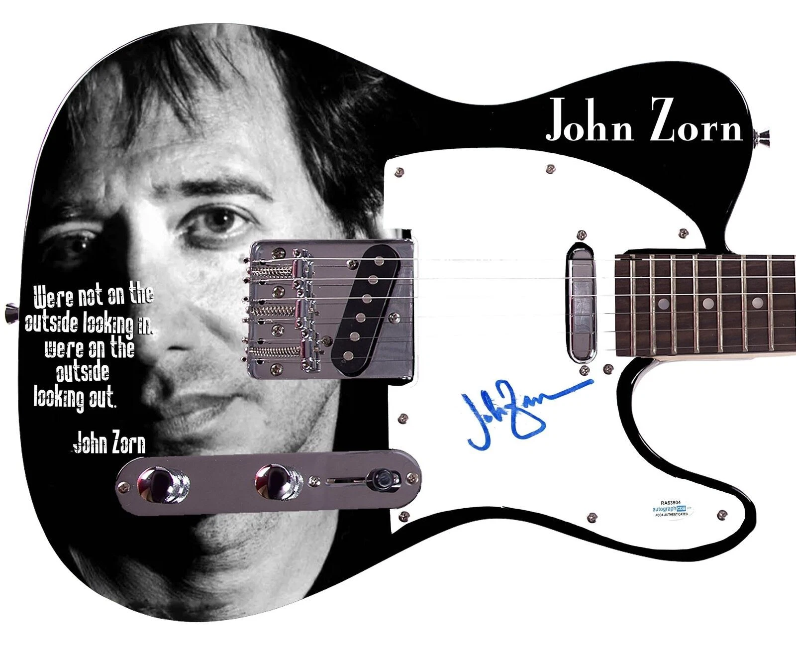 John Zorn Signed Custom Graphics Photo Guitar ACOA