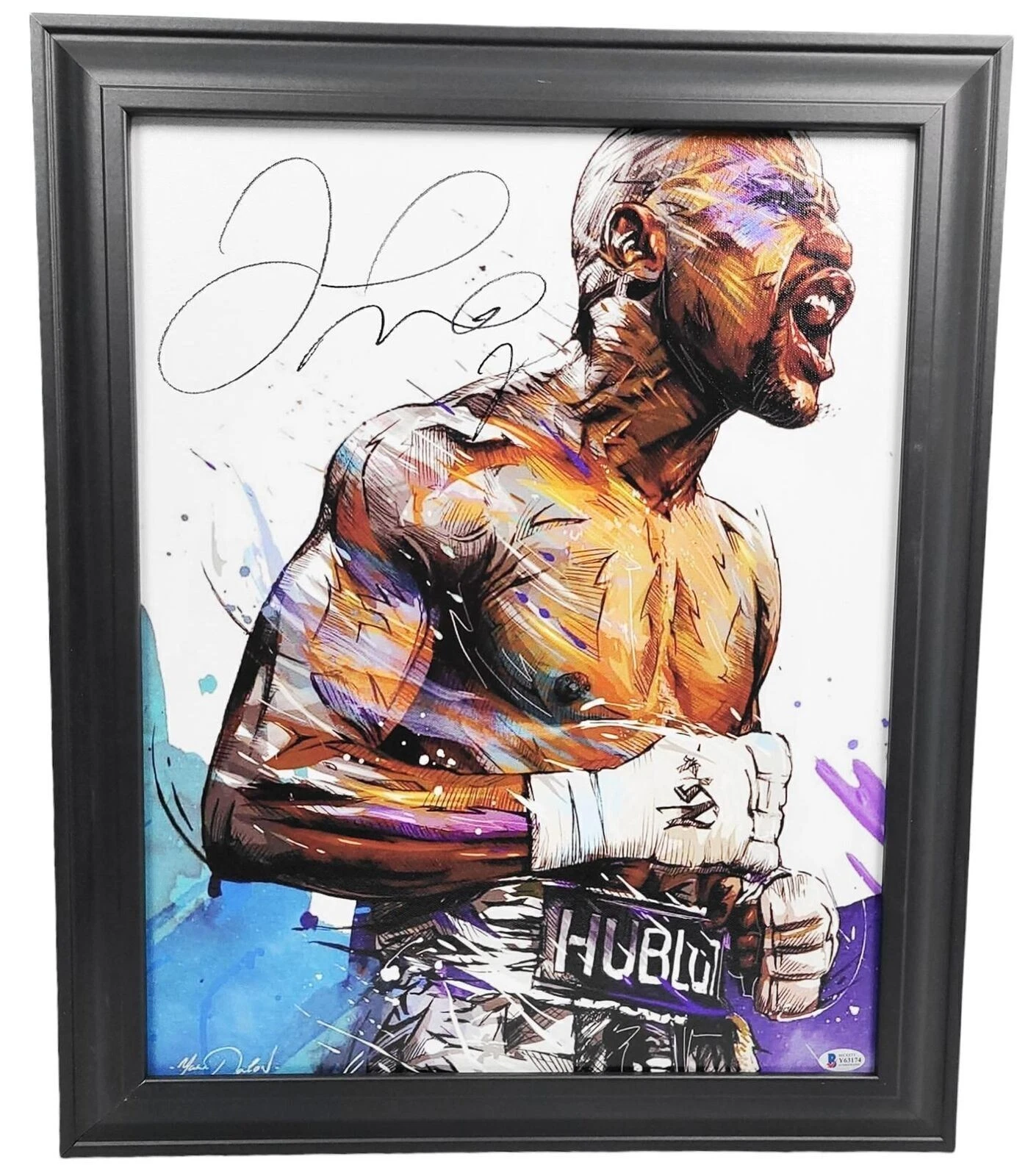 Floyd Money Mayweather Jr. Signed Painting Art Print Framed Canvas BAS