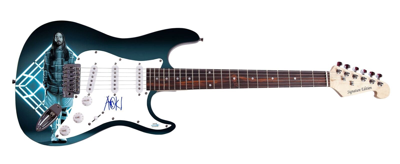 Steve Aoki Signed Autographed Graphics Photo Guitar ACOA
