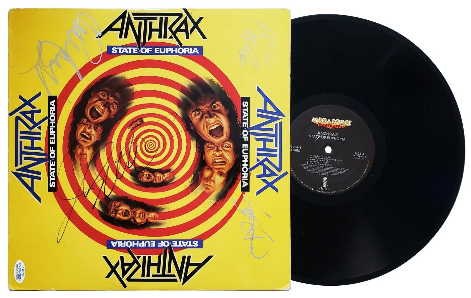 Anthrax Signed Autographed State Of Euphoria Album Record LP ACOA