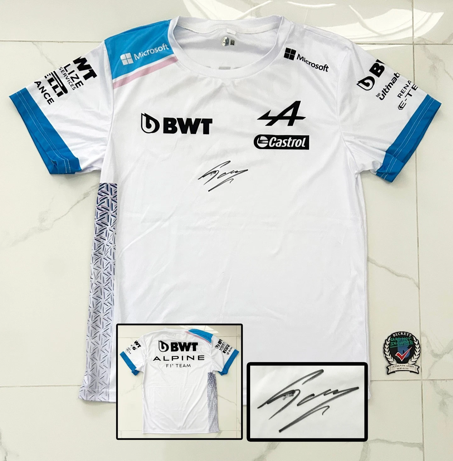 Paul Aron Signed Shirt Alpine Formula 1 F1 Beckett BAS COA