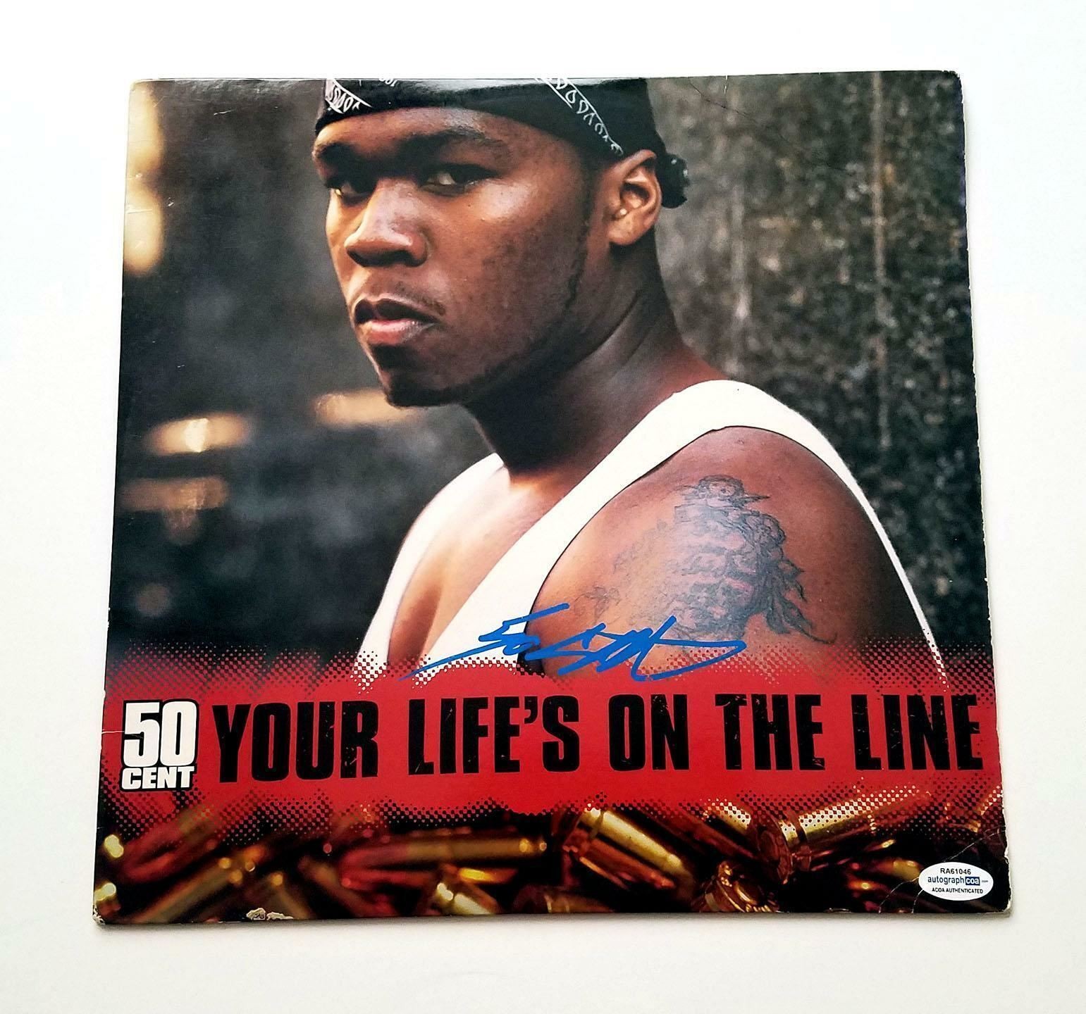 50 Cent Signed Your Life's On The Line Album Cover LP ACOA