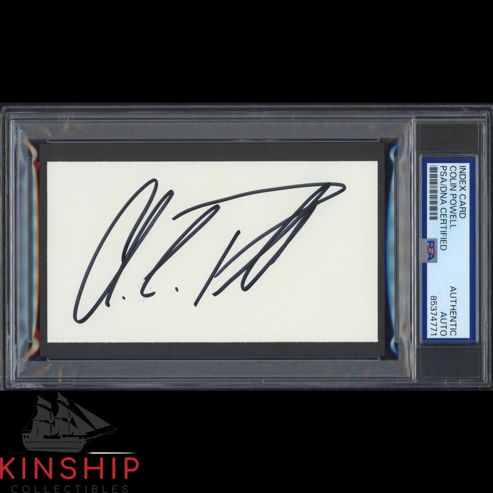 Colin Powell signed Cut PSA DNA Slabbed Bold Military Sec of State Auto C5499