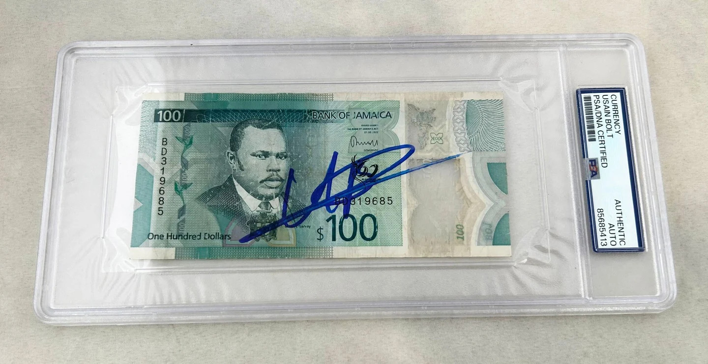 Usain Bolt Signed Official Jamaican Currency $100 Olympic Champion PSA/DNA COA