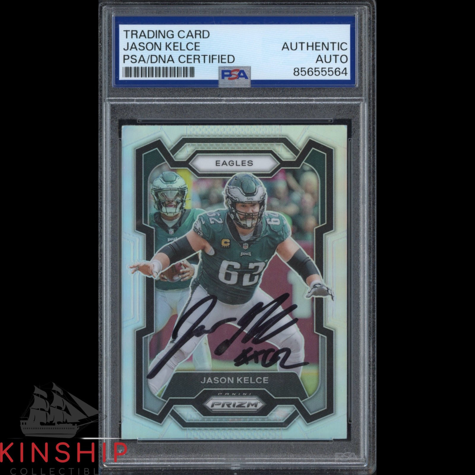 Jason Kelce signed 2023 Panini Prizm #245 Card PSA DNA Slab Eagles Auto C5537