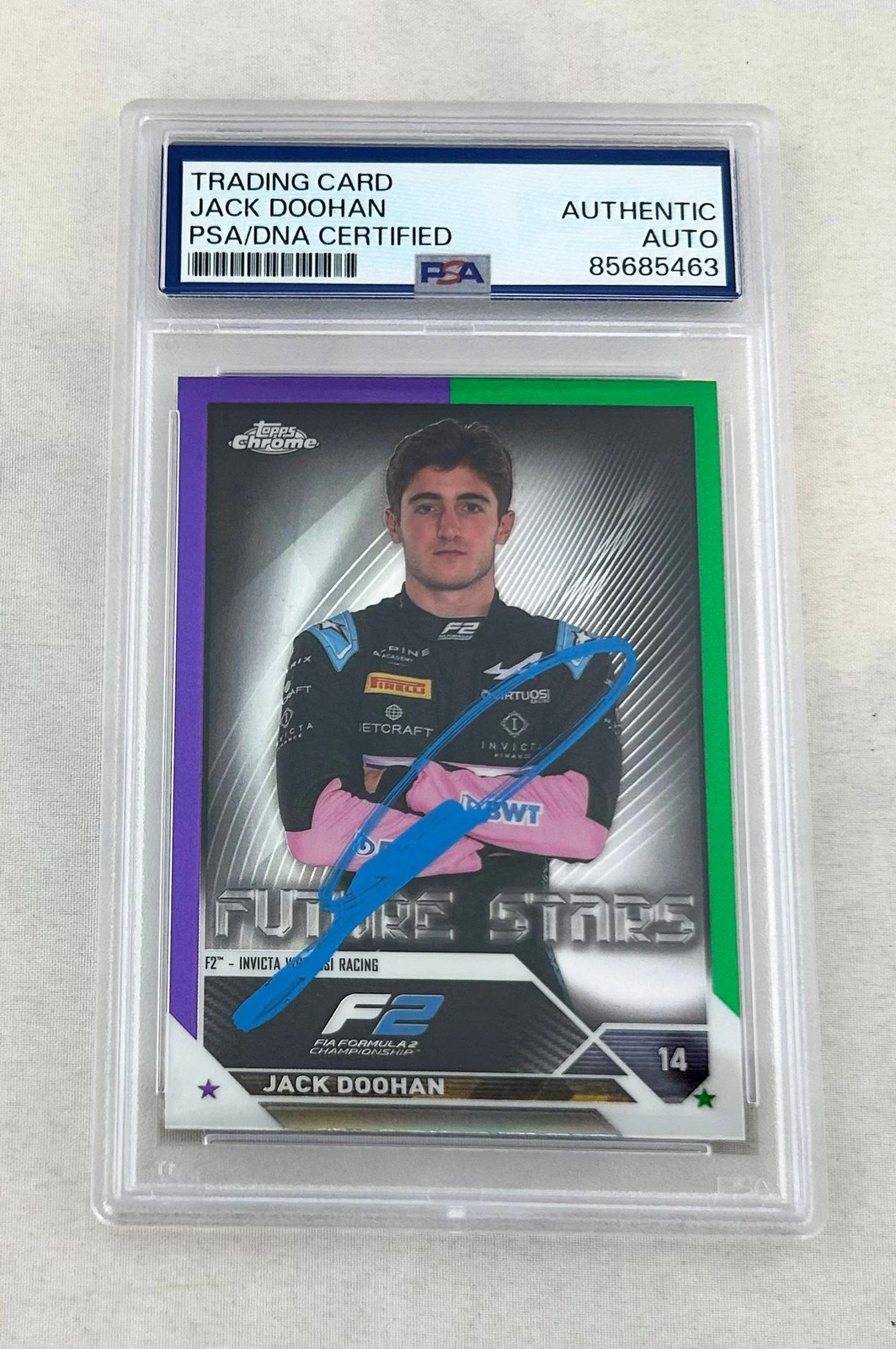 Jack Doohan Signed Rookie Card 2023 Topps Chrome #72 Purple Green Refractor F...