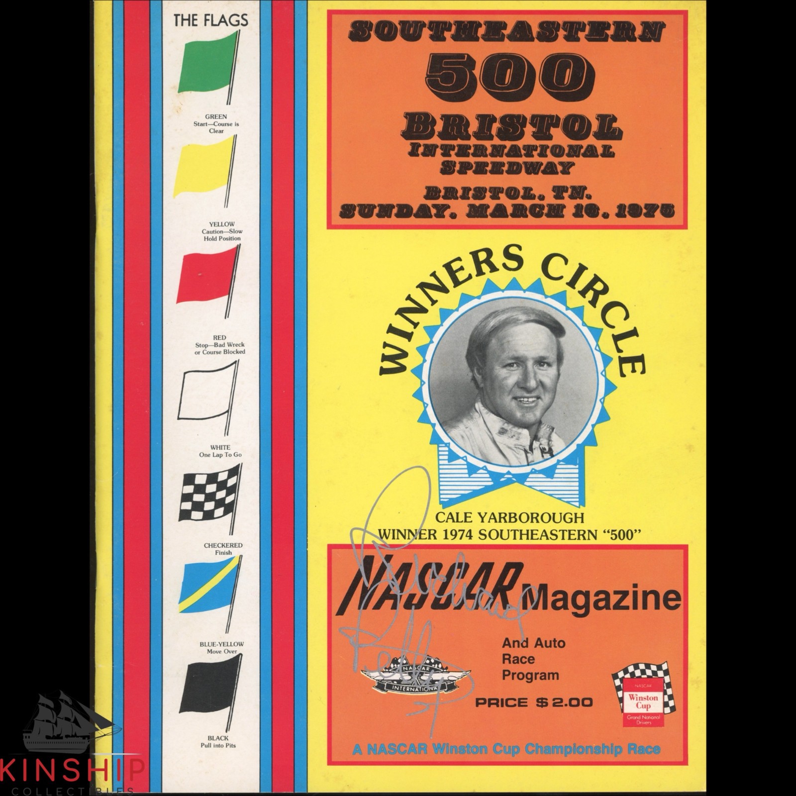 Richard Petty signed 1975 Southeastern 500 Program JSA COA NASCAR Auto Win E318
