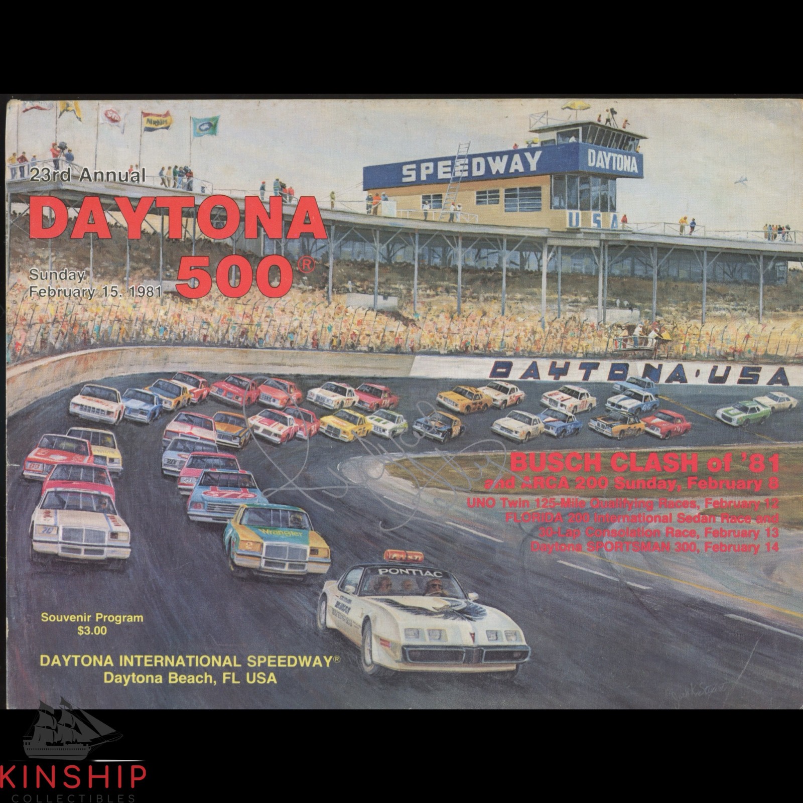 Richard Petty signed 1981 Daytona 500 Program JSA COA NASCAR Auto Winner E312