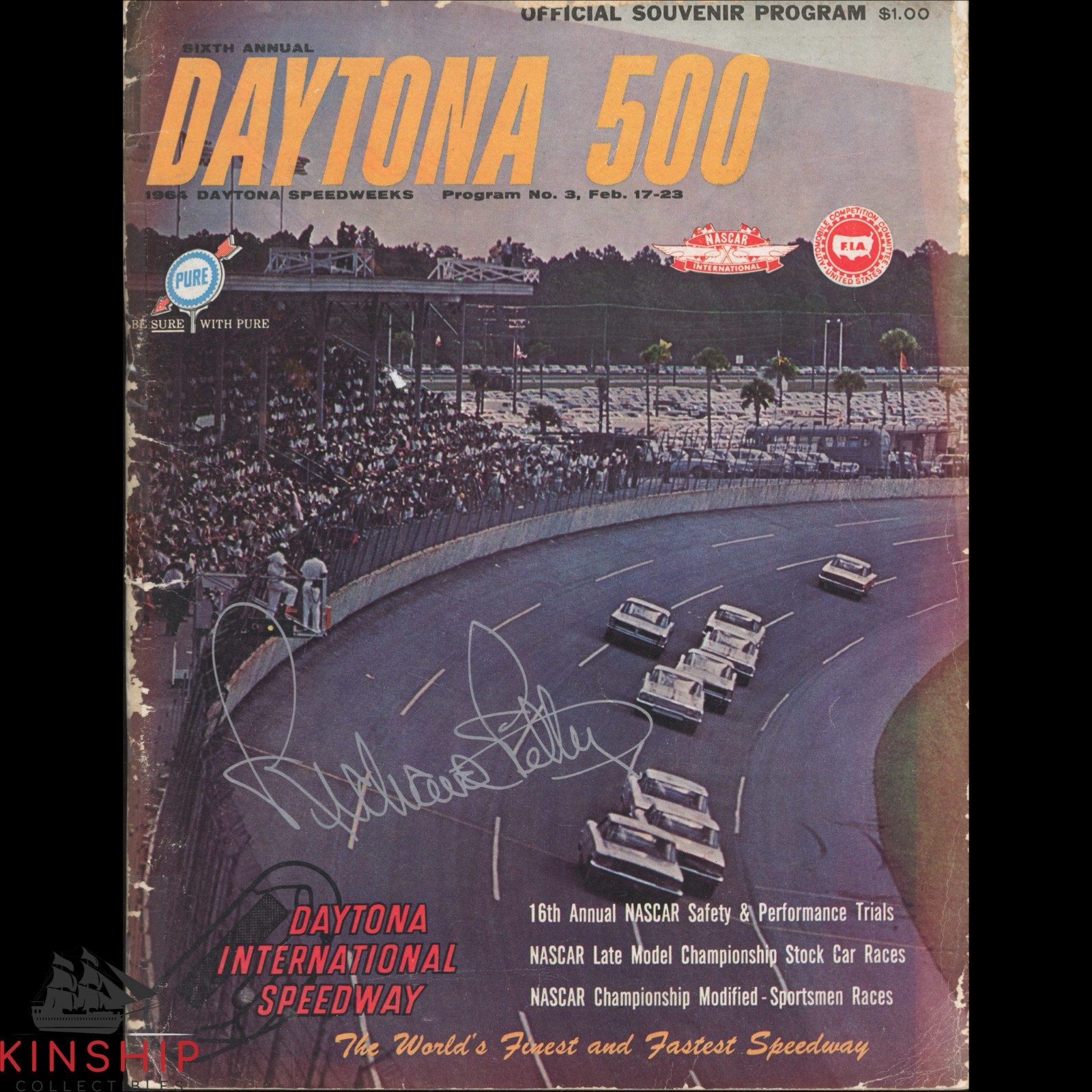 Richard Petty signed 1964 Daytona 500 Program JSA COA NASCAR Auto E331