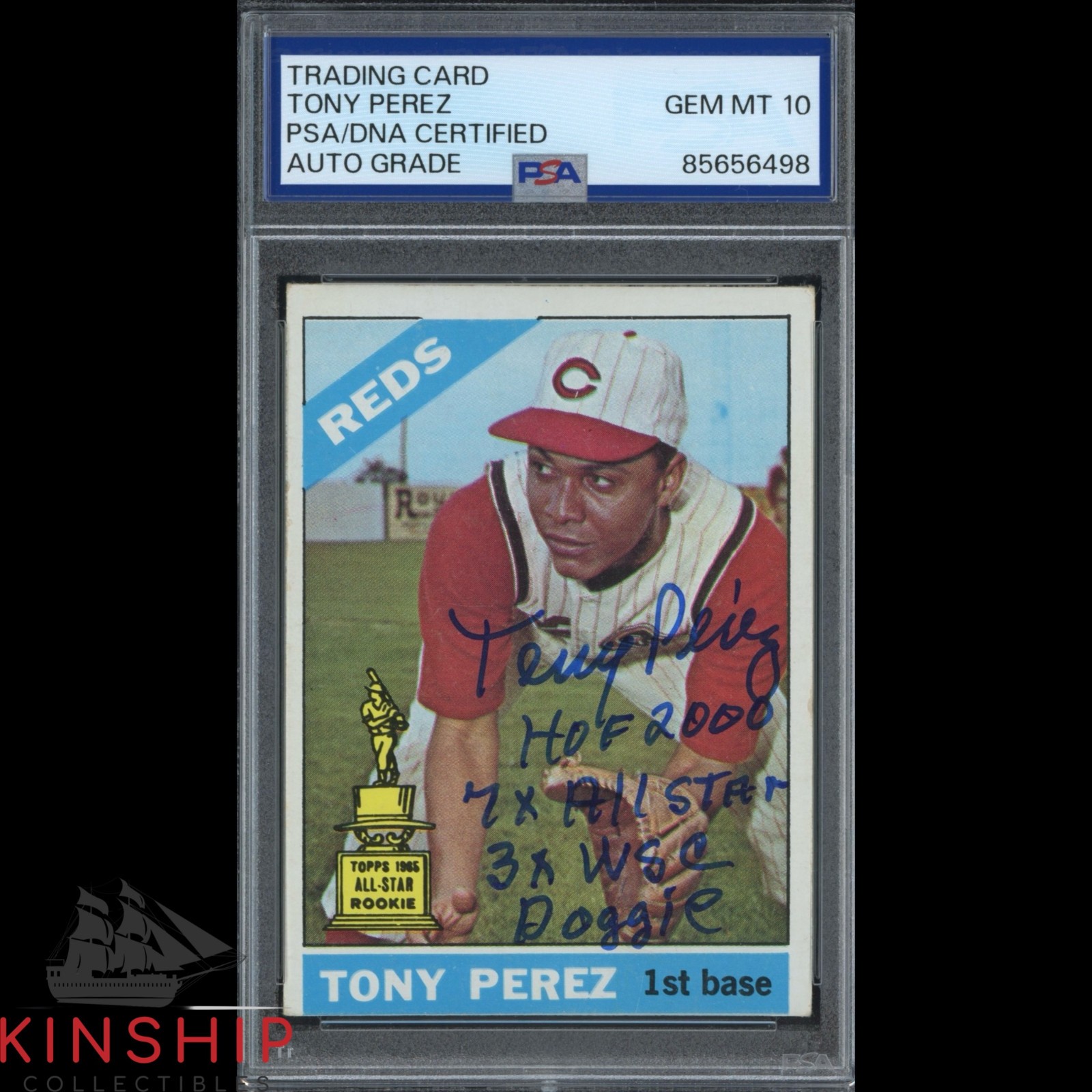 Tony Perez signed 1966 Topps Card #72 PSA DNA Slab Inscribed Auto Grade 10 C5510