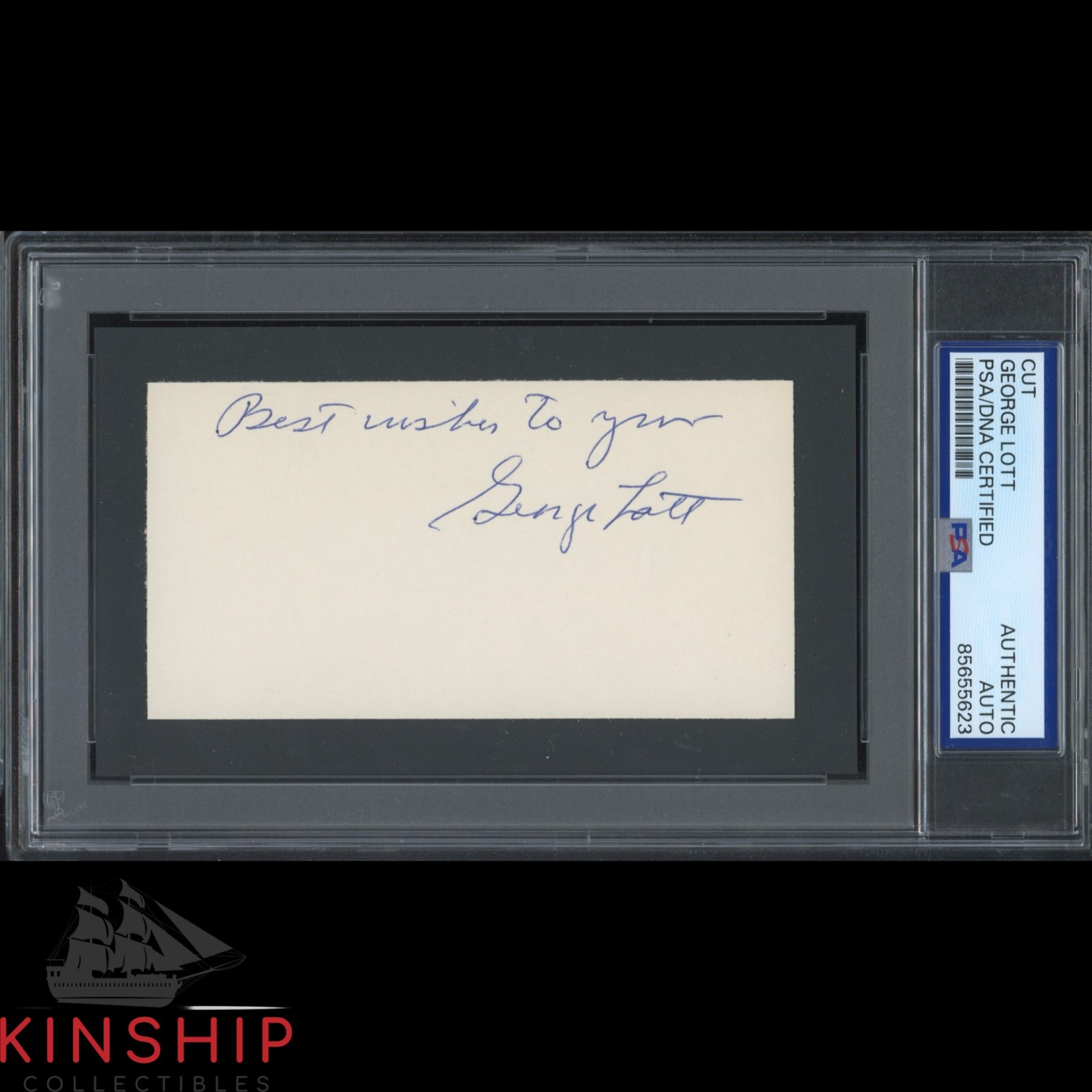 George Lott signed Cut PSA DNA Slabbed Inscribed Tennis Auto C5547