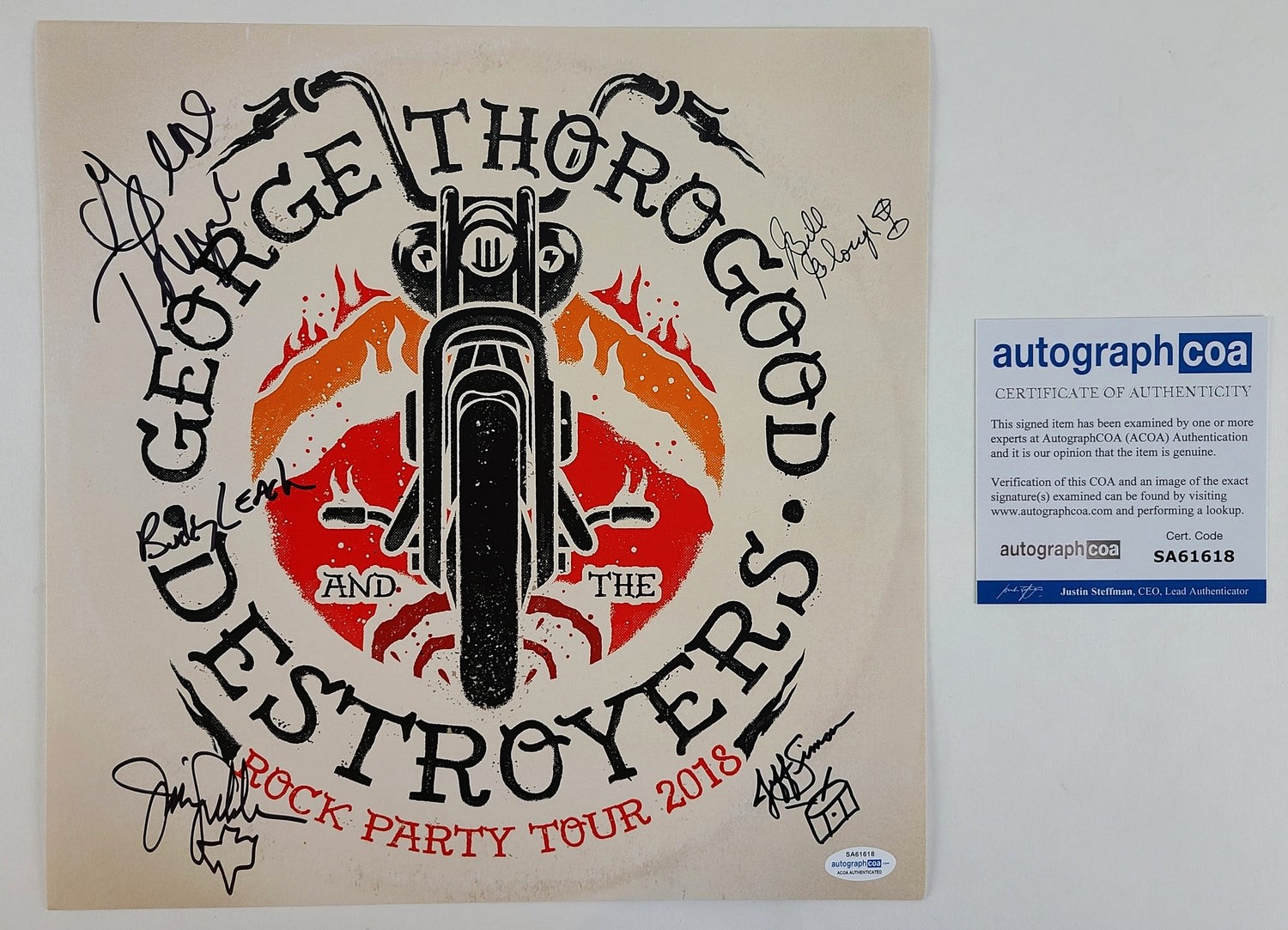 George Thorogood & The Destroyers Signed Album Cover Poster Flat ACOA