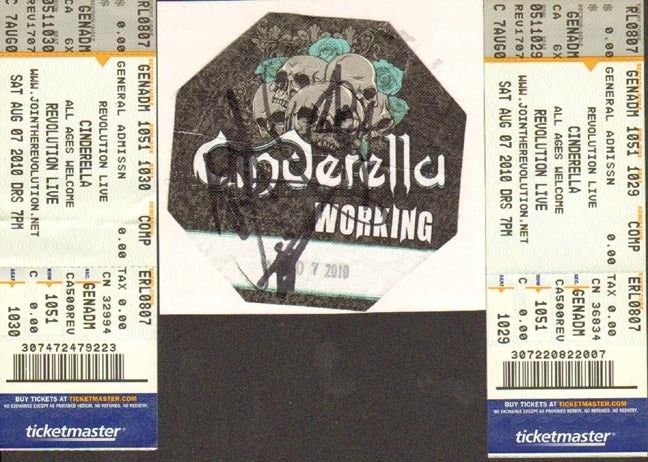 Cinderella Signed Backstage Pass Autographed