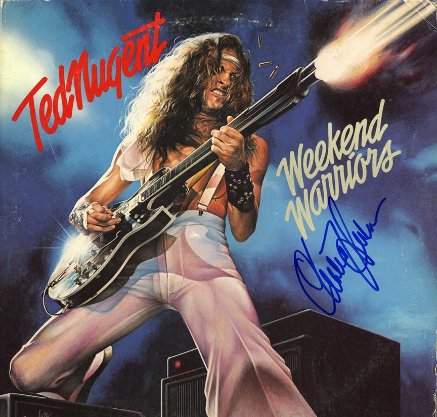 Charlie Huhn Autographed Ted Nugent Weekend Warriors Album Cover