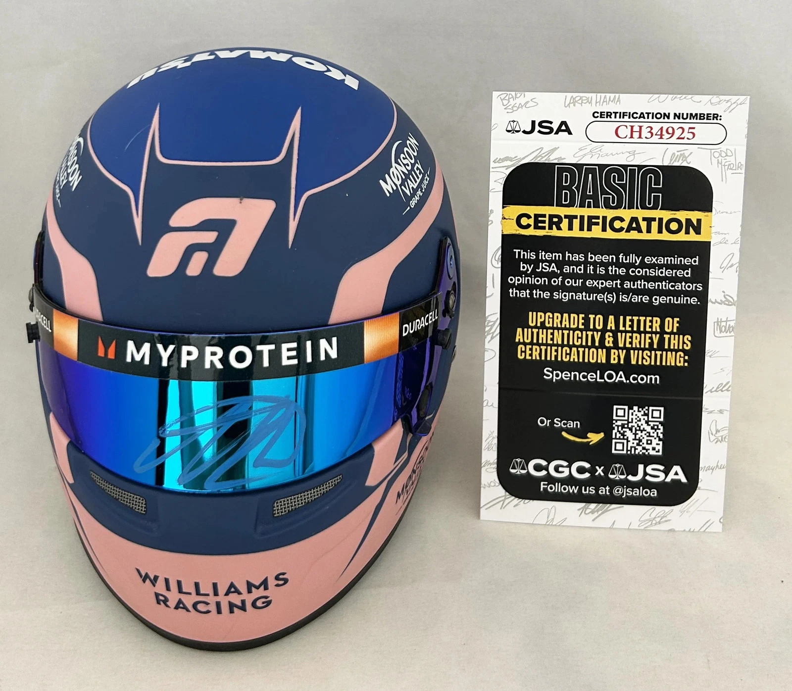 Alex Albon Antonelli Signed Helmet 1:2 Williams Racing 2024 Season F1 JSA COA