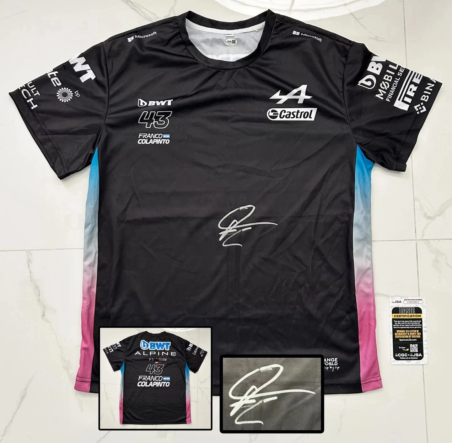Franco Colapinto Signed Shirt Alpine Formula 1 F1 JSA 2 COA
