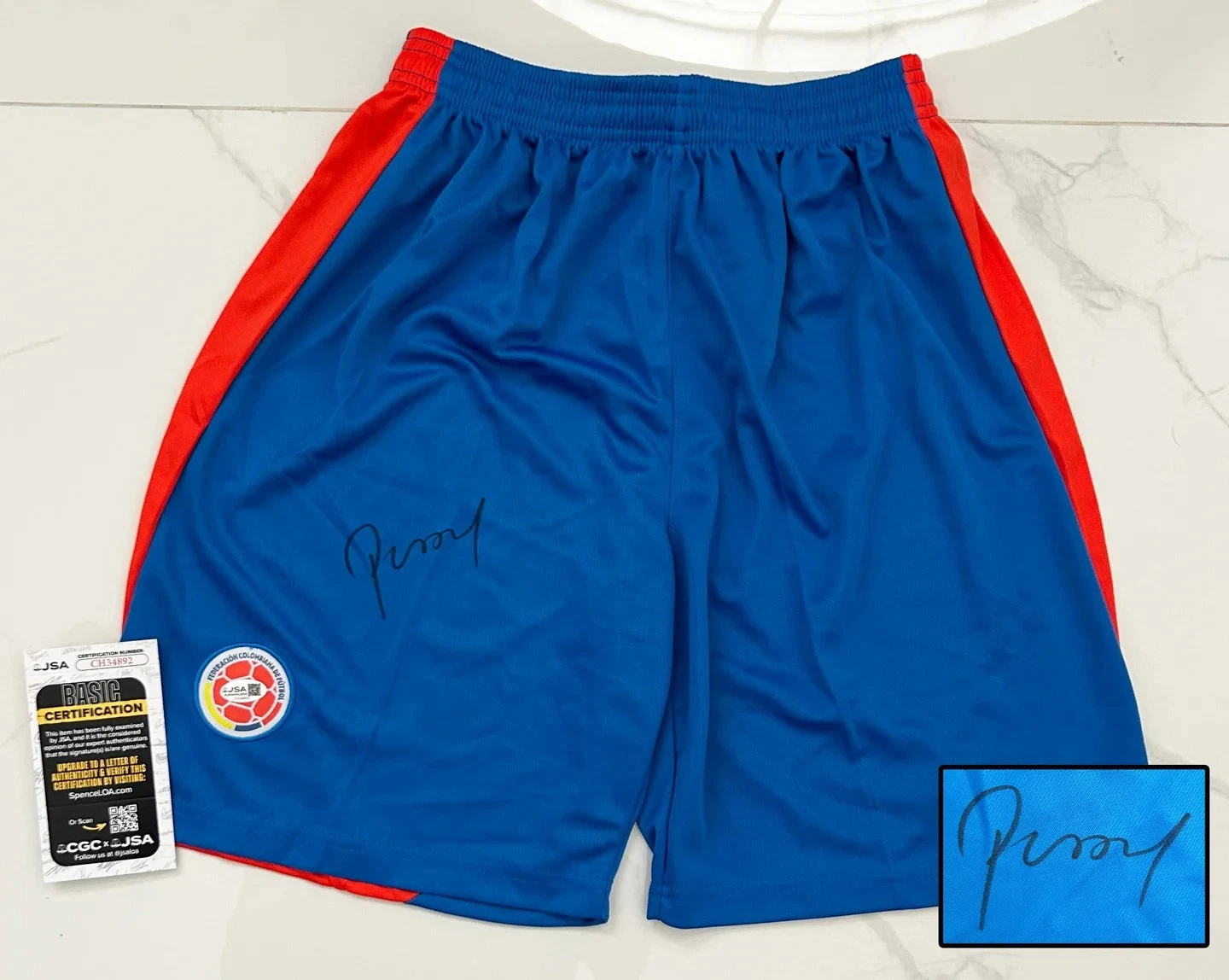 Carlos Pibe Valderrama Signed Shorts Colombia World Cup JSA 2 COA