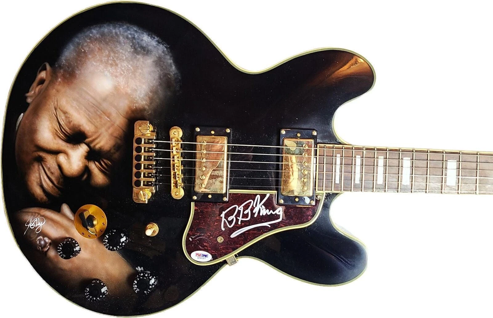 B.B. King Autographed Airbrushed Gibson Epiphone Lucille Guitar UACC AFTAL PSA