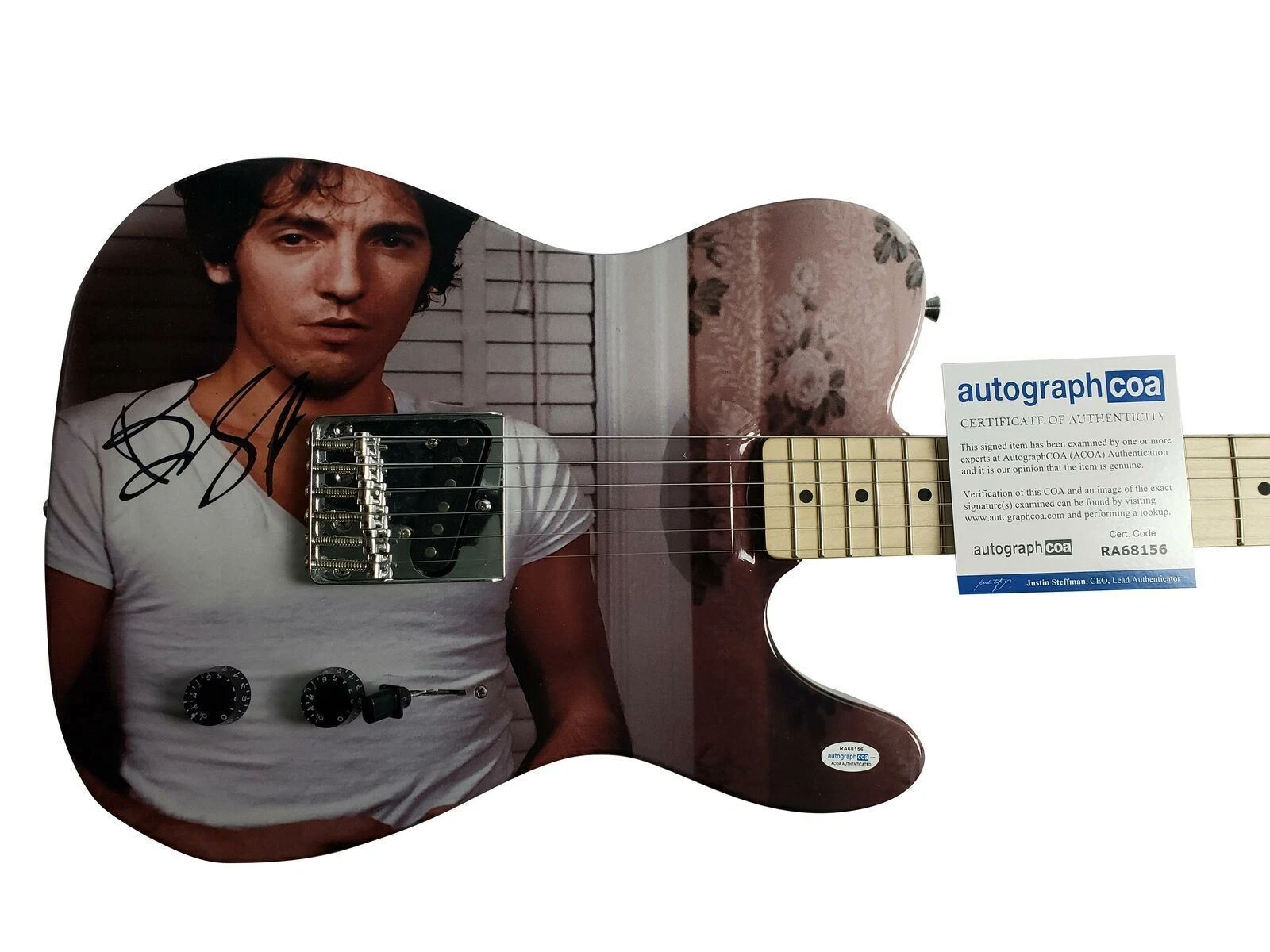 Bruce Springsteen Signed Autographed Custom Graphics Photo Guitar ACOA