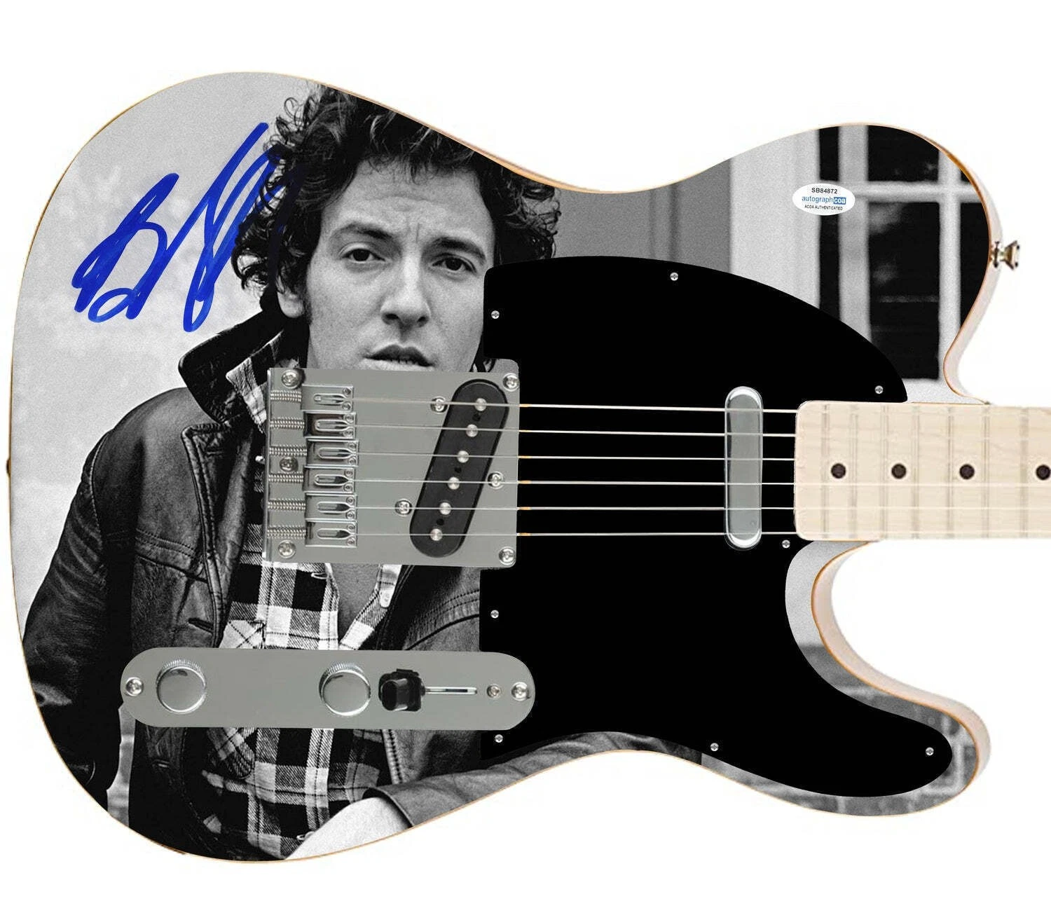 Bruce Springsteen Signed Fender Autographed Custom Graphics Photo Guitar ACOA