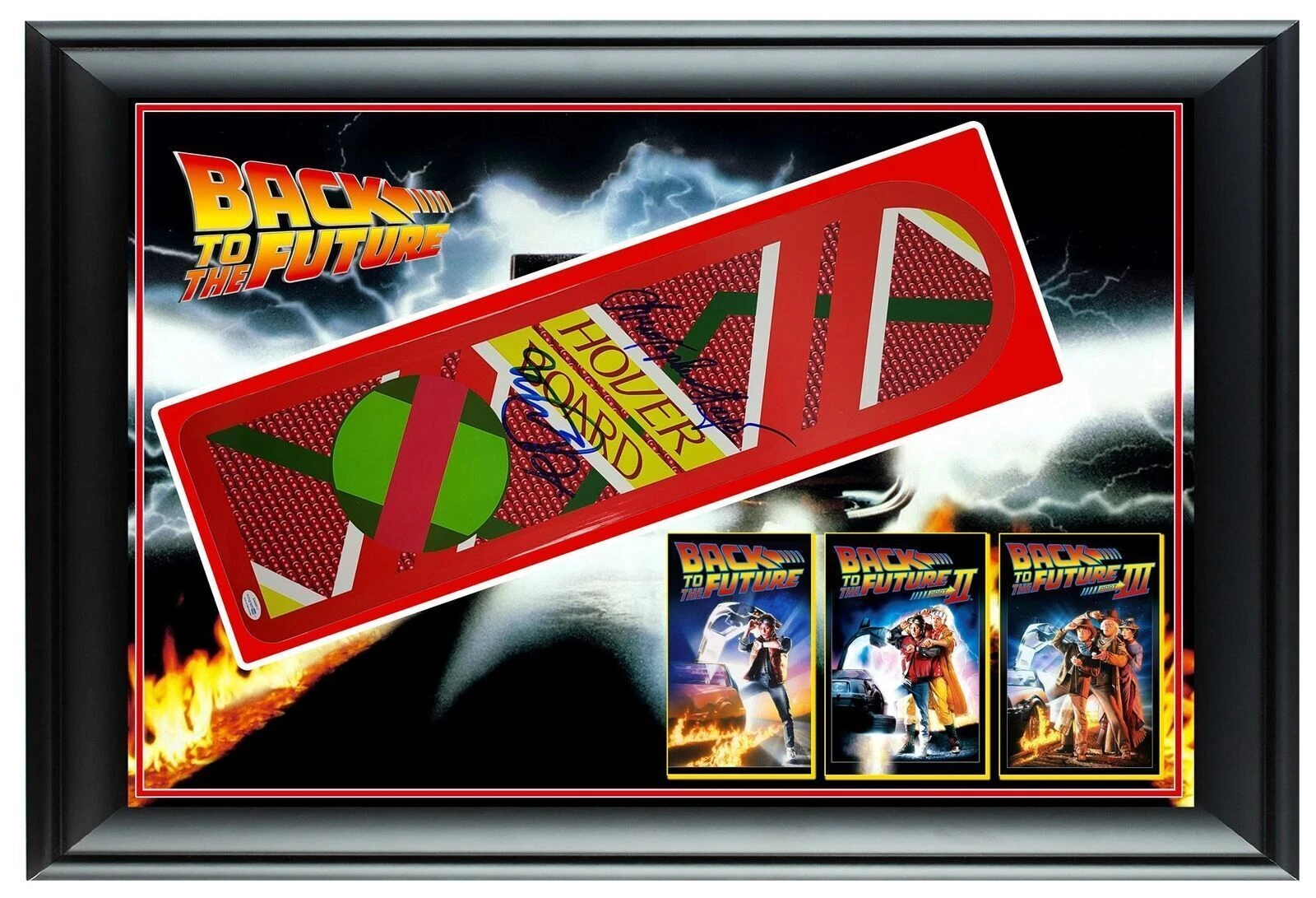 Back To The Future 24x36 Fox & Lloyd Signed Framed Hoverboard Display ACOA