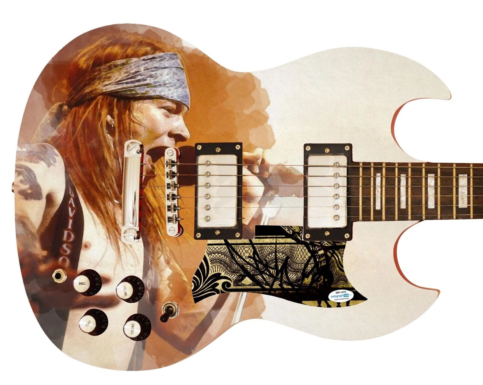 Axl Rose Signed Autographed Custom Graphics Photo Guitar ACOA
