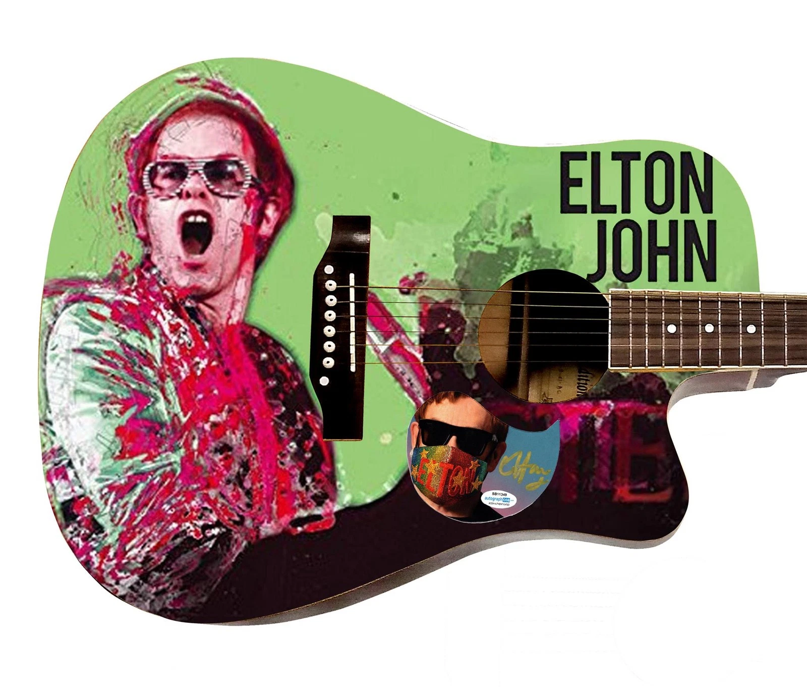 Elton John Signed Autographed Custom Graphics Photo Guitar ACOA