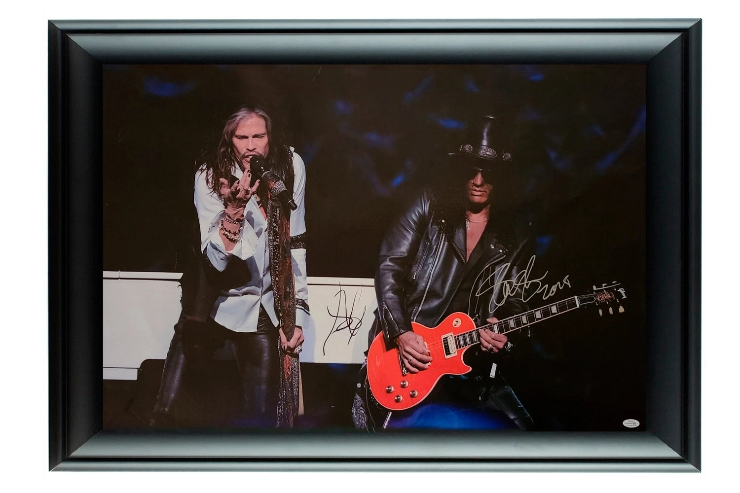 AEROSMITH STEVEN TYLER GUNS N ROSES SLASH SIGNED 24×36 FRAMED CANVAS ACOA COLLECTIBLE MEMORABILIA