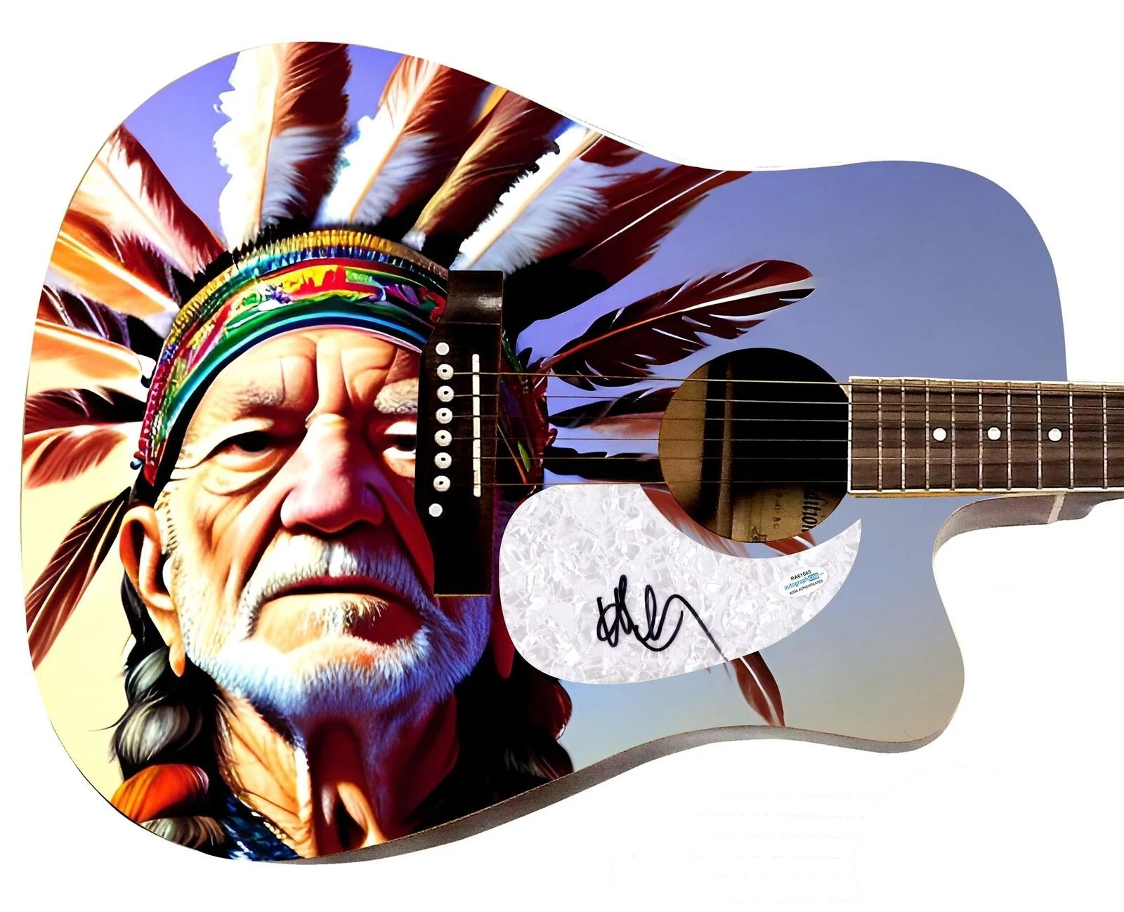 Willie Nelson Signed Custom Graphics 1/1 Acoustic Guitar ACOA