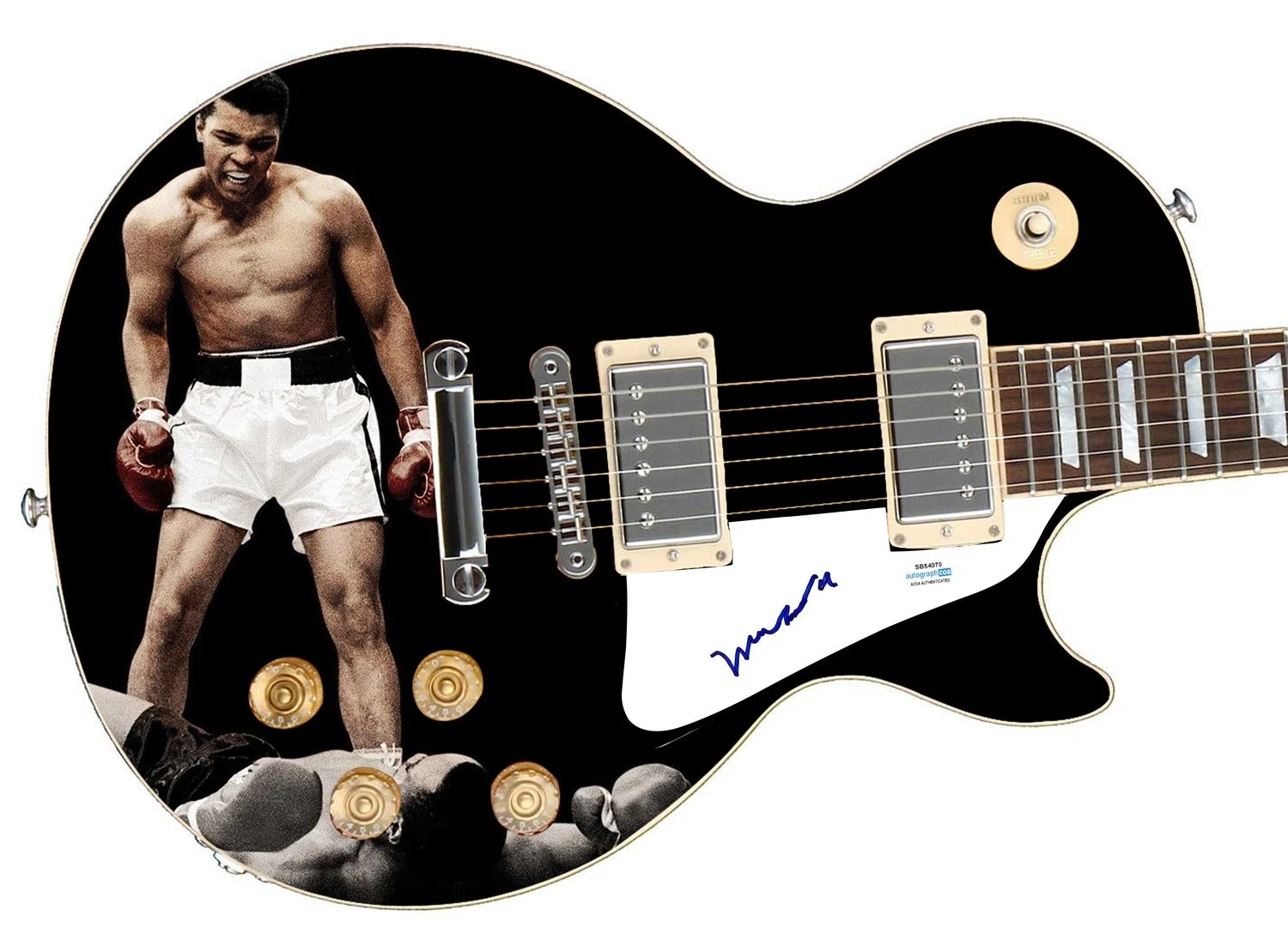 Muhammad Ali Signed Custom Graphics 1/1 Photo Guitar ACOA